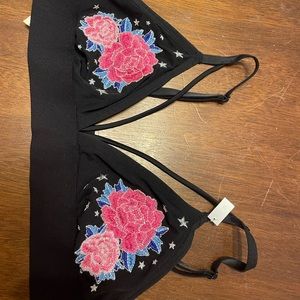 PINK black and pink floral bralette size medium new with tags